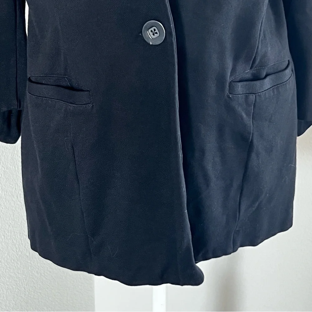 Cabi Womens Turner Blazer Jacket Black Single Button Collarless size 10
